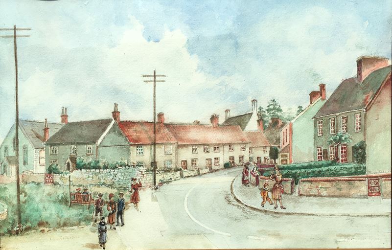 Painting of Tockington by F Crang